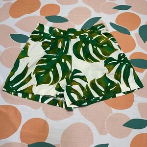 Joie Linen Rayon Tropical Shorts Women's Medium Green White Relaxed Comfort - Picture 1 of 17