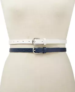 INC International Concepts Women Size Large 2-for-1 Solid Skinny Waist Belts $35 - Picture 1 of 6