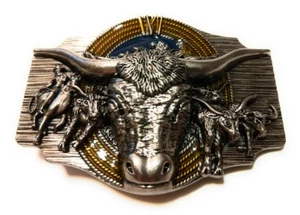 ✖ Corda WESTERN STEER BULL stile cowboy rodeo ✖ Fibbia cintura ✖ Smalto corda USA - Foto 1 di 9