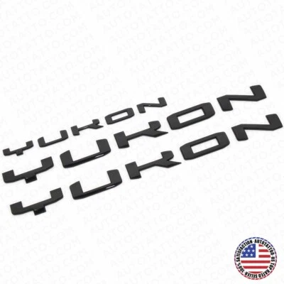 2021+ Juego de 3 piezas de placa de identificación GMC Yukon logotipo letra insignia emblema AT4 XL negro brillante Foto 1 de 4