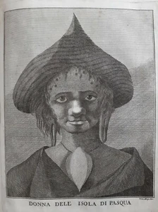 Donna Abitante isola di pasqua Cile Polinesia Pacifico James Cook .XVIII secolo - Bild 1 von 3