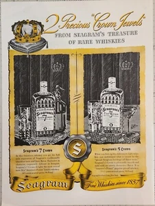 Whisky Seagrams Crown 1940 anuncio vintage 14 x 10 2 joyas de corona preciosas - Imagen 1 de 1