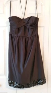 MELISSA SWEET womens size 8 black satin strapless sequined hem fit & flare dress - Picture 1 of 4
