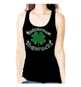 CAMISETA SIN TANQUE DE DÍA SHAKE YOUR SHAMROCKS RHINESTONE ST PATRICKS - Imagen 1 de 2