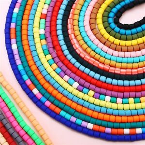 6mm Cylinder Polymer Clay Strand Loose Beads Lot For Jewelry Making DIY Design