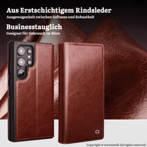 QIALINO Echtleder Tasche Klapphülle Flip Wallet Case Etui Geldbeutel für SAMSUNG - Picture 1 of 12