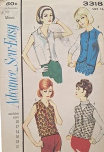 Vintage ADVANCE Muster 3318 Misses' Weskits Größe 16 1960er - Bild 1 von 5