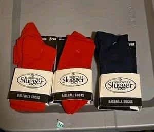 6prs of Louisville Slugger Baseball Boys Socks Sz 9- 4prs Red & 2prs of Navy - Picture 1 of 2
