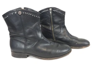 Frye Nieten Leder kurze Stiefel Melissa Damen 7B schwarz Reißverschluss kurz Moto Western - Bild 1 von 13