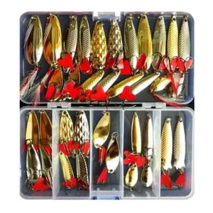 Hot Brilliant Metal Jig Spoon Fishing Lure Sets 10/20/25/35pcs Wobblers Kit Pike - Picture 1 of 24