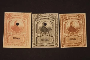 MESSICO UNIDOS MEXICANOS TEPEACA ANNULLAMENTO SET DI 3 1874-1875 CF1-3 - Foto 1 di 2