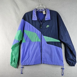 Vintage Nike Jacke Herren Medium Blau Grün Windbreaker 90s Full Zip Swoosh Retro - Bild 1 von 13