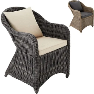 Gartenstuhl Polyrattan Braun Korbsessel Gartenmöbel Korb Stuhl Sessel + Kissen - Bild 1 von 30