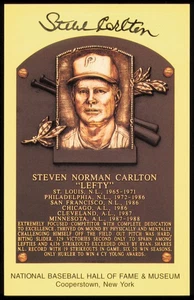 Steve Carlton Autographed Signed HOF Plaque Postcard Philadelphia Phillies - Picture 1 of 2