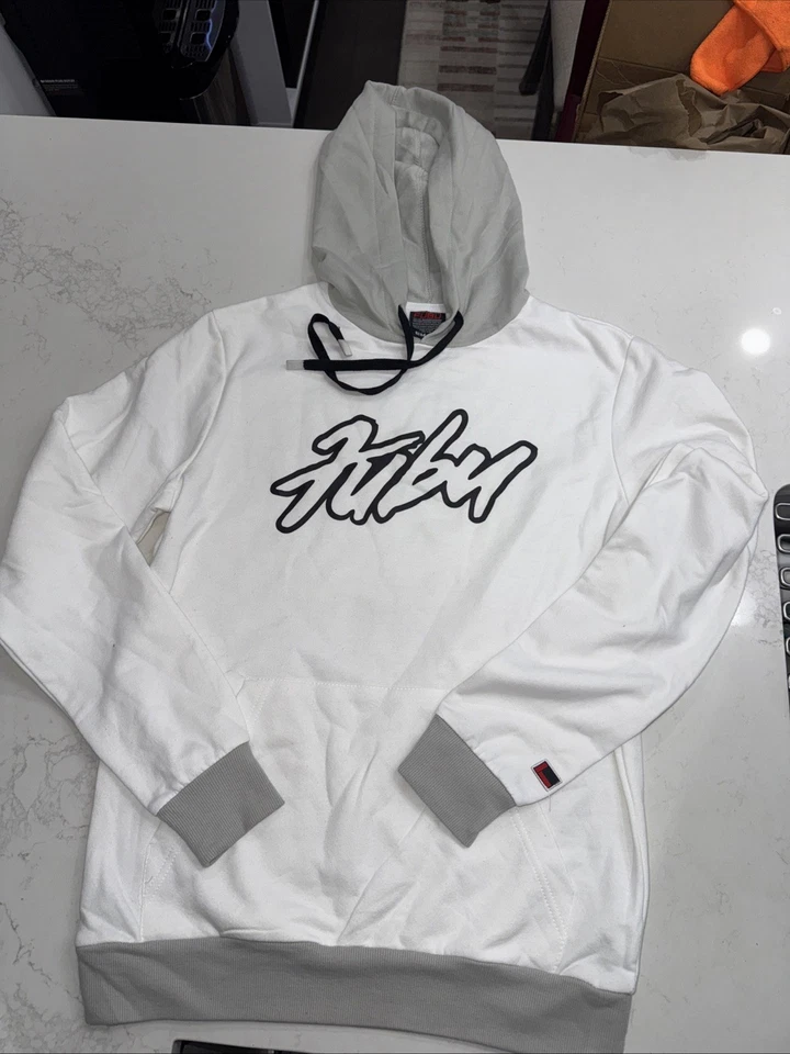 Sudadera con capucha de lana de manga larga blanca talla pequeña 34-36 FUBU para hombre Foto 1 de 4