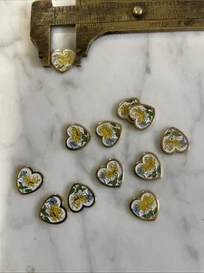 12 Vintage Emaille Japan 10 mm herzförmige Fundstücke - Bild 1 von 4