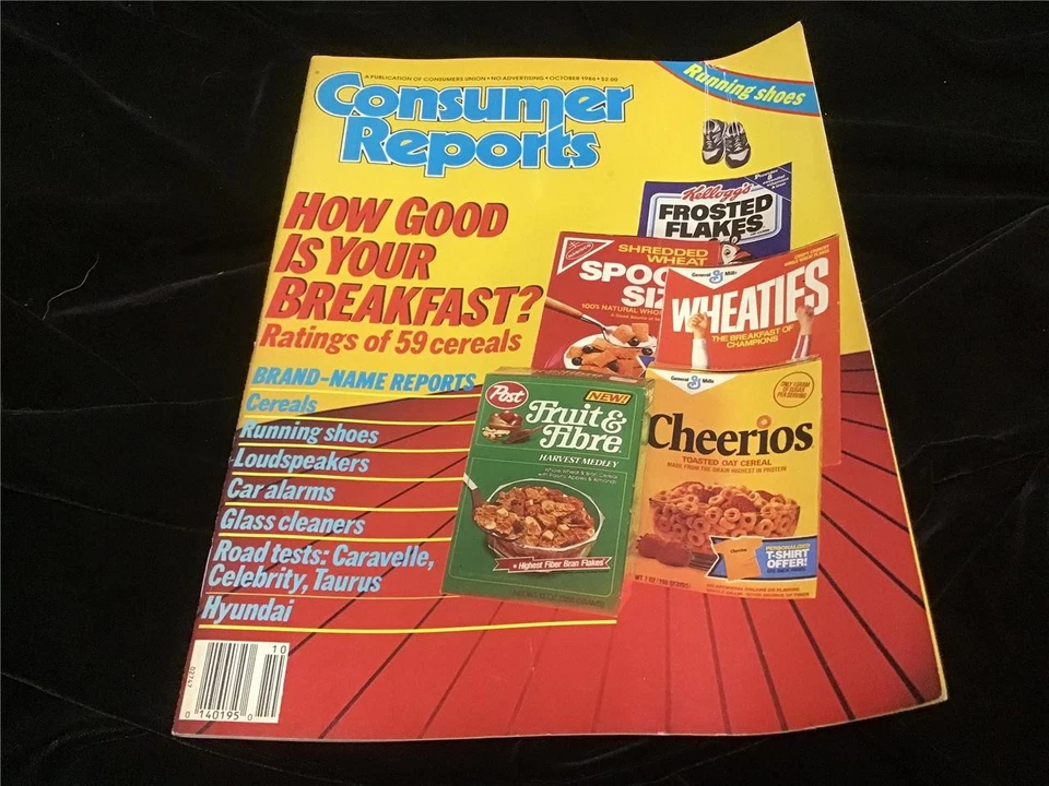 Consumer Reports Magazine October 1986 Cereals, Running Shoes, Speakers Foto 1 de 1