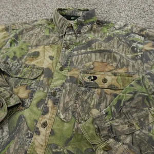 VTG Mossy Oak Shirt Mens S Brown Green Camo Long Sleeve Button Up Hunting Hike - Picture 1 of 10