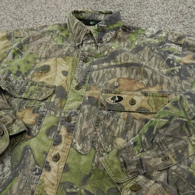 VTG Mossy Oak Shirt Mens S Brown Green Camo Long Sleeve Button Up Hunting Hike - Image 1 of 4