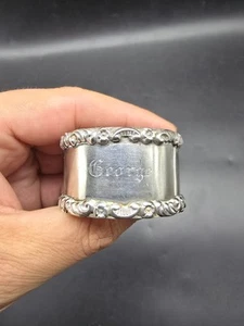 Antique Sterling Silver Napkin Ring Engraved George London Hm C1912 27.58 Grams - Picture 1 of 7