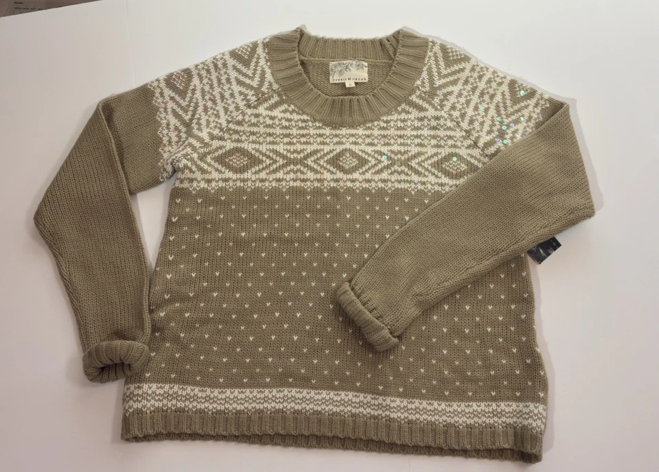 Suéter Pullover NUEVO CON ETIQUETAS DEBBIE MORGAN Sahara Puré de Patatas Beige Cuello Redondo Foto 1 de 4