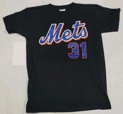 Vintage Majestic Black T Shirt New York Mets #31 PIAZZA MLB YOUTH Size XL - Image 1 of 4