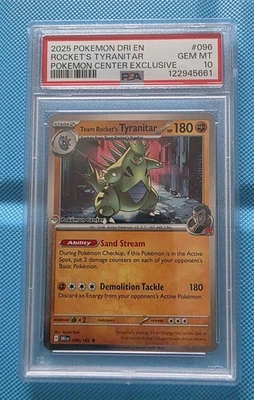 Pokemon Center Team Rocket's Tyranitar Card 096/182 PSA 10 - Image 1 of 2
