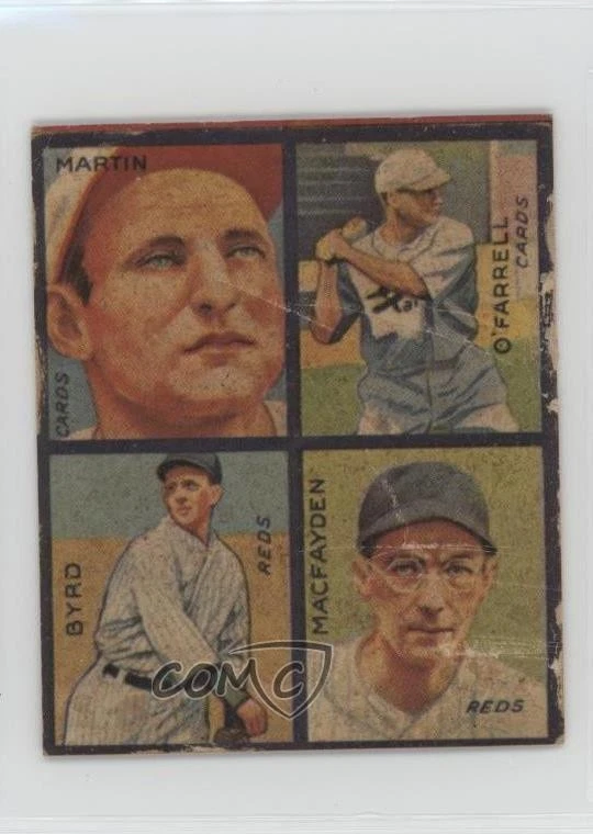1935 Goudey 4 en 1 R321 Pepper Martin Bob O'Farrell Sammy Byrd Danny MacFayden Foto 1 de 2