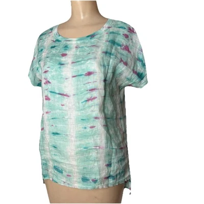 Blusa manga corta XCVI para mujer talla pequeña Top tie dye lino algodón Foto 1 de 4
