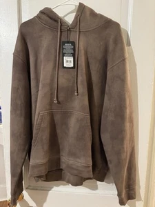 Hudson Los Angeles Distressed Brown Hoodie SIZE Large - Picture 1 of 3