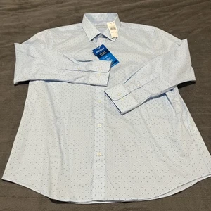NEW Haggar Slim Fit Comfort Dress Shirt Blue 17 32-33 Mens Classic Fit Button Up - Picture 1 of 6