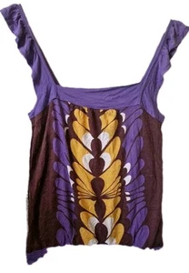French Connection Strappy Top Butterfly Print Purple Yellow Size Medium π π - Picture 1 of 5