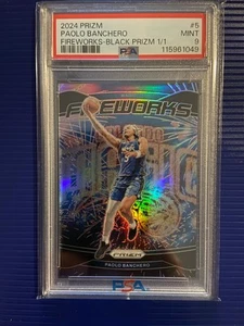 2024-25 Panini Prizm Paolo Banchero Fireworks #5 Black Prizm 1/1 Magic Mt Psa 9. - Picture 1 of 4