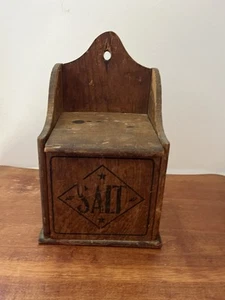 Antique Wooden Salt Box - Picture 1 of 6