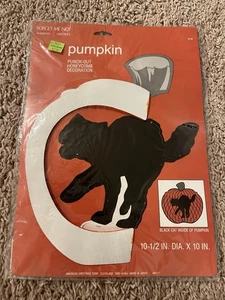 Vintage NOS~American Greetings Forget Me Not Pumpkin w/Black Cat Centerpiece - Picture 1 of 3