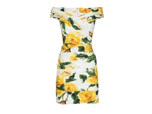 Mini Vestido Dolce & Gabbana Estampado Floral Acanalado Amarillo Verde Talla 46 IT 10 EE. UU. - Imagen 1 de 7