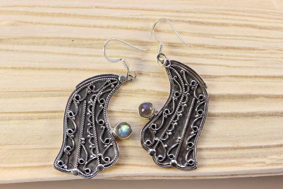 Labradorit Ohrhänger in 925 Silber Edelsteine (Ohrschmuck,UNIKAT,Vintage,Edel ) - Bild 1 von 1