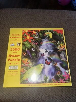 Rainbow Rainforest 1500 Piece Jigsaw Puzzle 26”x32” By Alixandra Mullins Sealed! - Image 1 of 3
