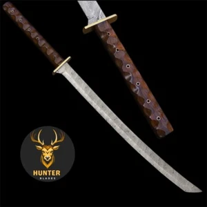 LARGE TANTO KATANA SWORD | Handmade Damascus Steel Battle Ready Hunting Sword - Picture 1 of 6