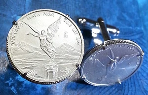 Mexican Victory Angel .999 Pure Silver Mexico 1/10 Onza Bullion Coin Cufflinks!! - Picture 1 of 4