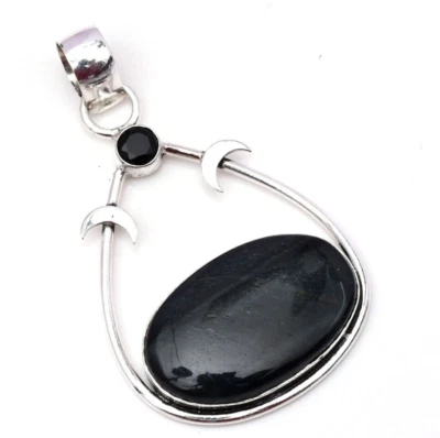 Colgante de hierro ojo de tigre piedras preciosas de plata de ley 925 hecho a mano joyería 2,68" Foto 1 de 4