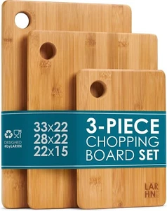 Wooden Chopping Board (Set of 3) - 3 Extra Thick Bamboo Chopping Boards - 33 x 2 - Picture 1 of 7