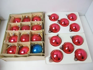 22 Vintage Mercury Glass Christmas Tree Ornaments Made in Poland Boxed Red - Picture 1 of 9