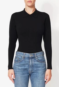 ALAIA - Bodysuit - Black Wool Knit Long Sleeve Collared XS FR36/ UK8 New+Tags - Picture 1 of 5