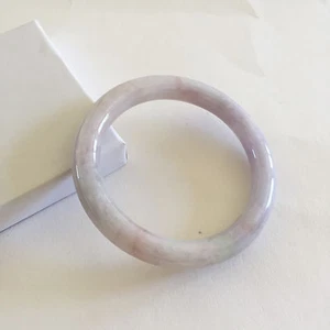 Round Natural Jade Bangle Bracelet in Light Lavender - size 55 MM- J118 - Picture 1 of 12