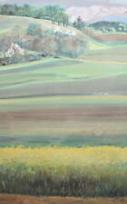 1989 Gouache painting field landscape signed
