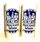 2 Paulaner Salvator München Munich salt-glazed German Beer Steins
