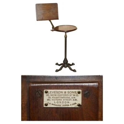 MESA DE MÚSICA DE LECTURA DE METAL VICTORIANA ANTIGUA TOTALMENTE AJUSTABLE LEVESON & SON Foto 1 de 4