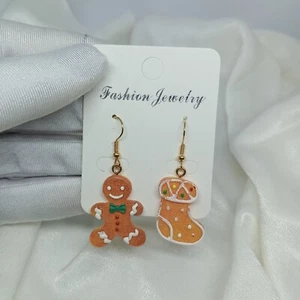 Weihnachten Ohrring Lebkuchen Plätzchen Acryl Baumeln Mode Stil Urlaub - Bild 1 von 7