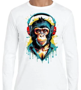 Camiseta DJ Manga Larga Mono Auriculares Norte Descarado Lindo Regalo Cumpleaños - Imagen 1 de 4